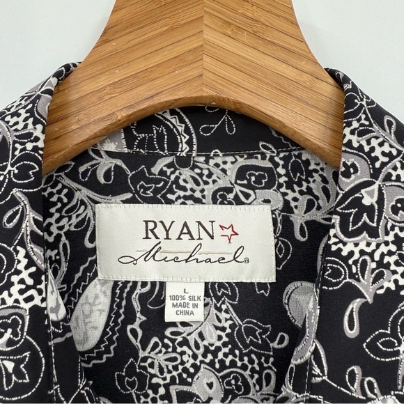 Ryan Michael Silk Paisley Print Western Snap 100% Silk Pearl Snap Shirt Size L - Picture 5 of 14